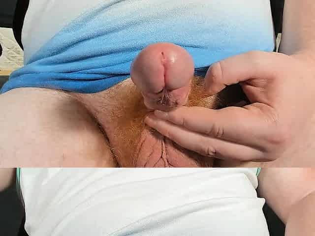 SLUTTY REDHEAD uses PRECUM as LUBE during edge session!