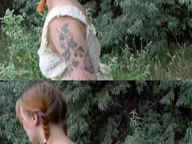Ginger girl seduced a stranger and got her ass smashed in a back of his van