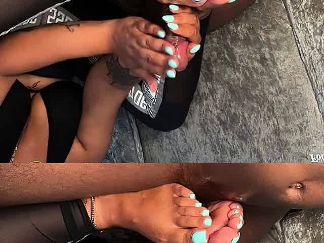 @honeytoess x Strokes Out My Cum With Her Oiled Soles And