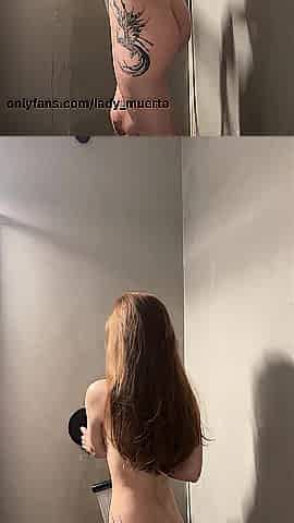 A glamorous angel takes a shower and Foam on bazookas