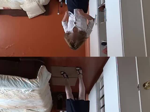 Getting clothed to go to work, our maid's stepson came in and made me aroused