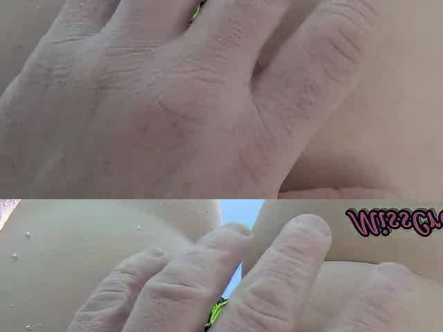 Teen student fingers my snatch in a public pool in front of everybody - it's very risky with people