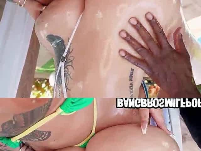 Double Large Booty Twerk on Chocolate God - Interracial 3some