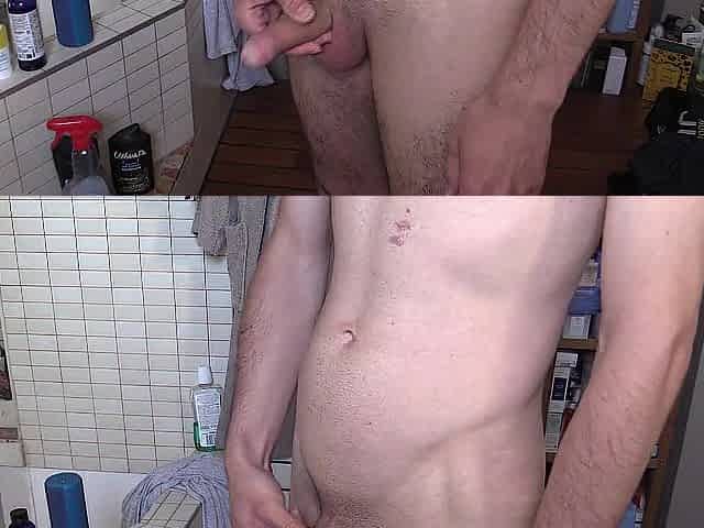 Warming up, shower, and biggest spunk fountain