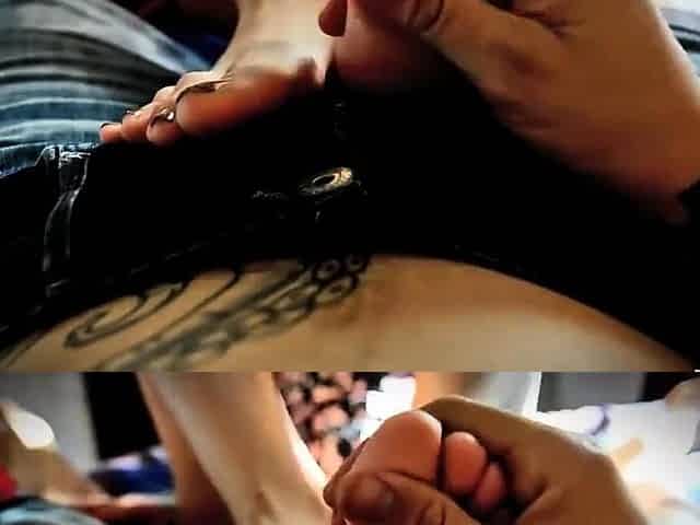 Horny amateur girls with a foot fetish play along