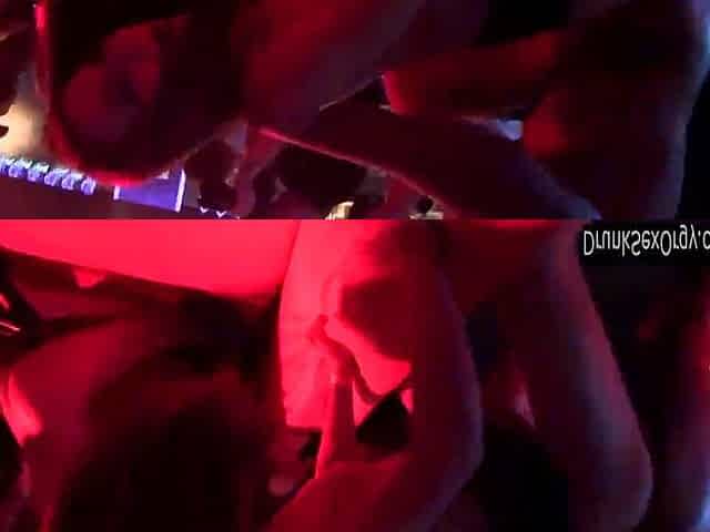Trashy babes gets banged in club