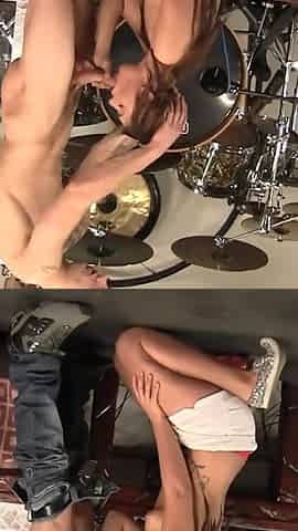 Pretty teen Samantha Kush takes on huge cock and fucks in the locker room