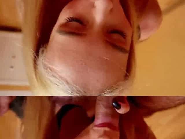 Blonde Amateur Babe Sucks Big Cock for a Facial