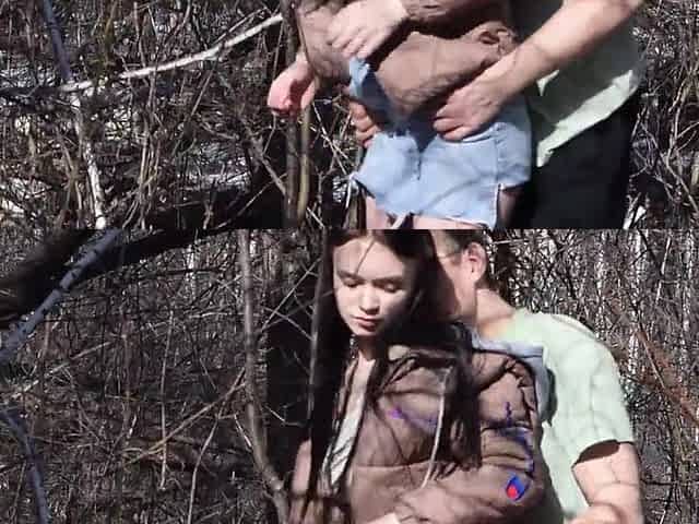 Caught and roughly screwed a youthful whore in the forest