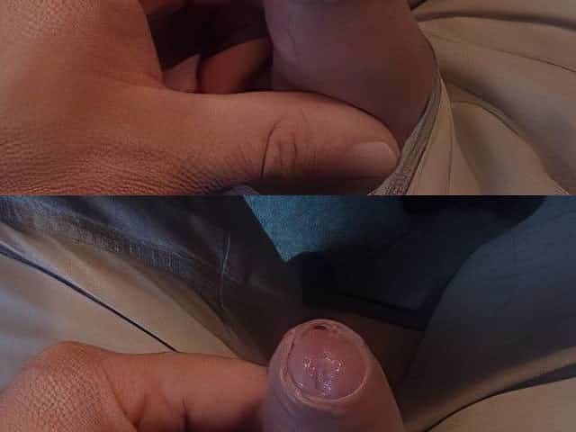 Uncut cock foreskin sliding close-up