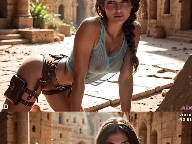 Lara Croft - That babe plundered my balls and sucked each final drop of Cum without me. [AI Generated]