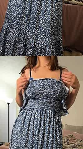 Busty curly brunette with big boobs fucks on couch