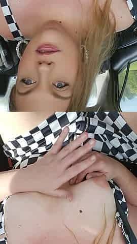 Public car riding bbw tit flash lovense vibrator on fat pussy