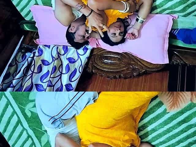 Happy husband and wife had sex while fighting. Bhabhi was wearing a sexy bra.