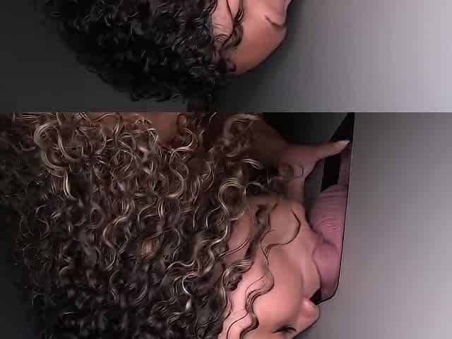 Curly Hair Ebony Sucks Gloryholes Dick