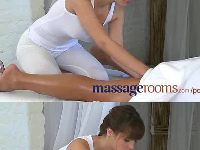 Massage Rooms Large ramrod therapy by masseuse with large titties
