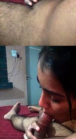 Shy Desi Indian gf giving blowjob to college lover