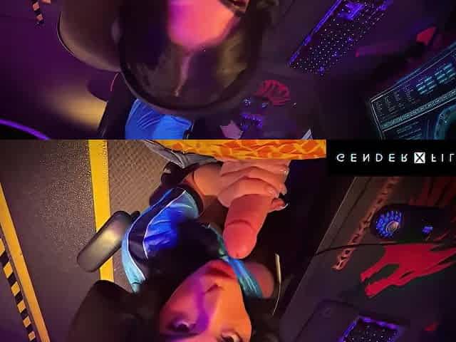 E-games Rivals Get Hard In Public - Cock-on-keyboard Distraction Turns Wild!