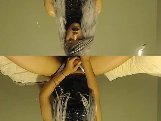 Dumb Oriental Doxy plays with her Sissy clitoris. Then eats cum ;)