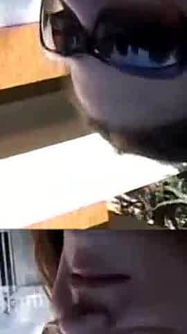 Horny brunette with big boobs masturbating outdoor