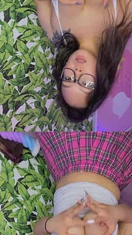 Hot Nerdy Asian Big Boobs Tease and Masturbate