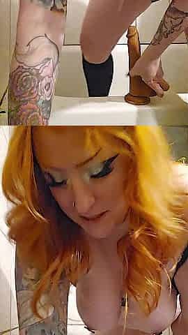 Redhead can't expect for u to come home, and sucks and screws her toys instead
