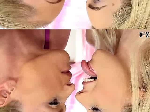 Lesbian licking face tongue sucking