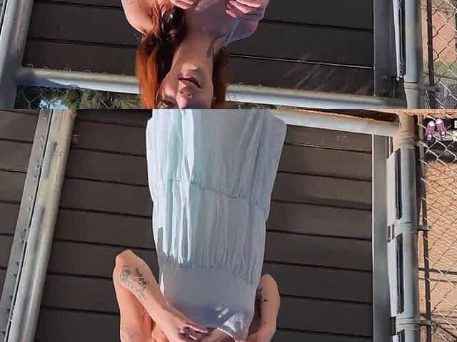 Horny Tattooed Redhead Teen Fingers Wet Pussy Publicly Before Hardcore Pound