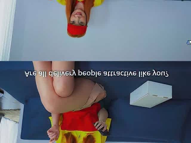 Pervy courier drilled out of a fucking-rubber for an additional pay. Jizz flow for cute Polish kurwa