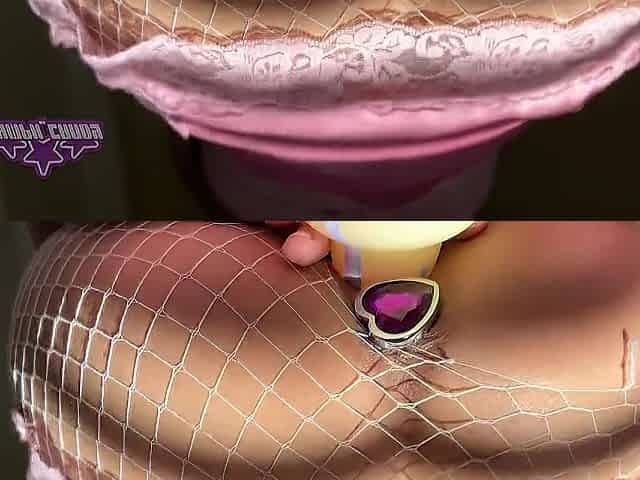 TINY CUTIE RIDES VIBRATOR IN FISHNETS - NYMPH_CANDY