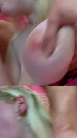Blonde bbw gives boobjob and gets her pussy slammed