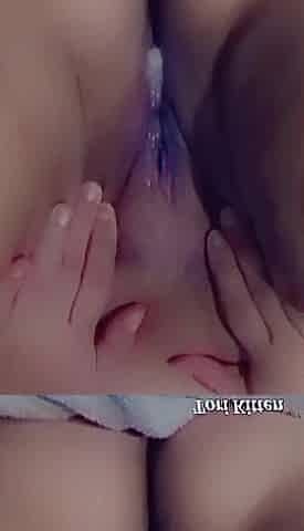 Shoving out cum from my taut snatch