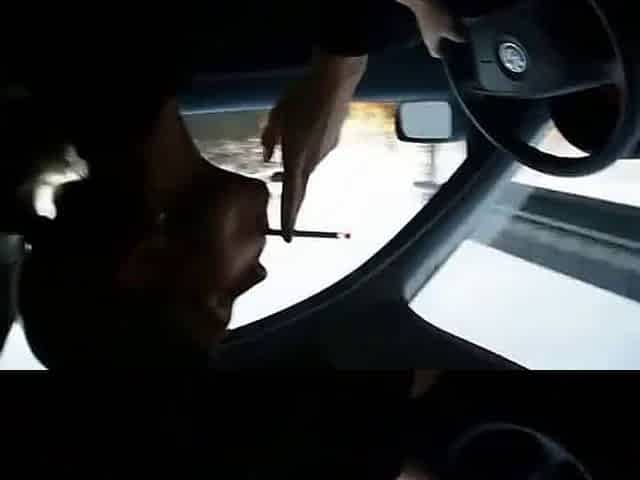 Sexy Hot Blonde German Woman Smoking Car Drive
