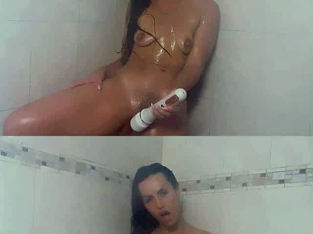 Small tit brunette amateur tugs on a big willie