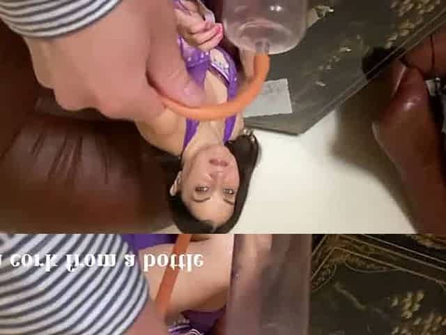 neighbor squirts powerfully during a quick blowjob while her husband leaves for the car