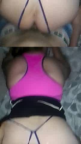 POV solo perrito con su tanga azul abierta
