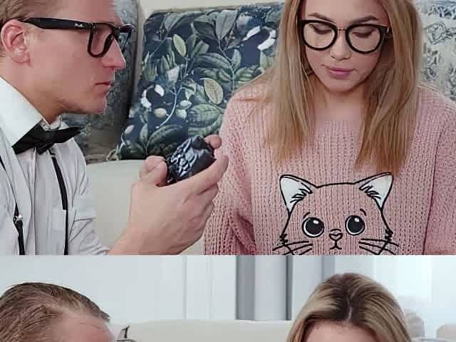 Blonde babe dildoing her pussy on webcam