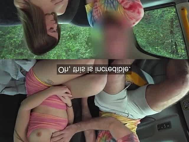 Hot teen babe was fucked by a taxi driver on a backseat