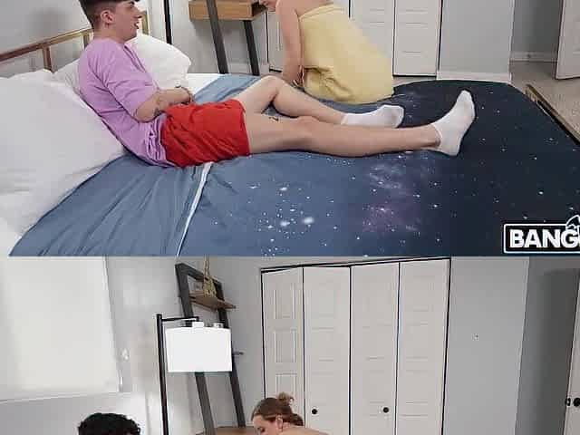 Blond with a overweight booty let her stepbrother touch her butt and screw her