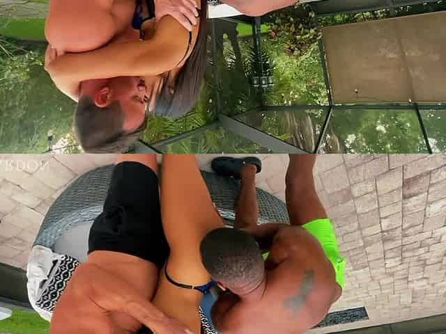 Sexy Latina Gets Pounded and DVP Interracial by the Pool