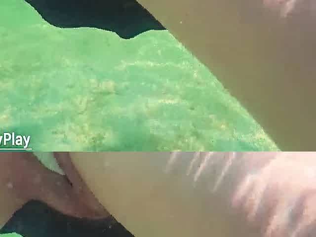 Creampie underwater - Stranger cum inside my cunt on the beach
