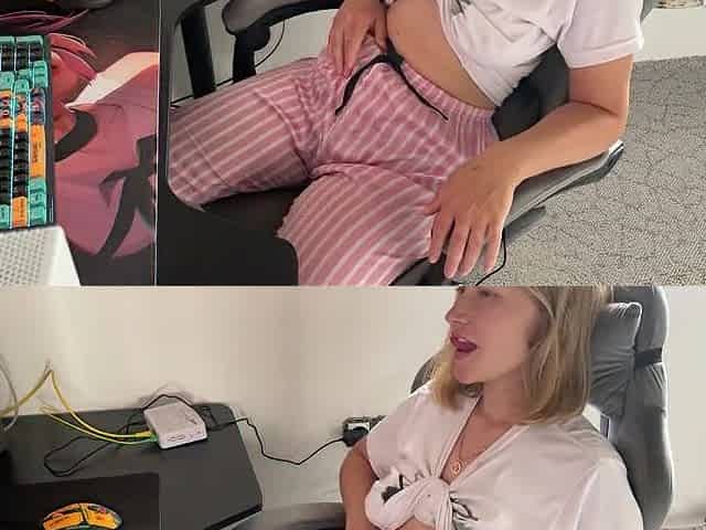 Caressing my taut pink vagina and watching porn. Juicy climax. Creampie until I shiver