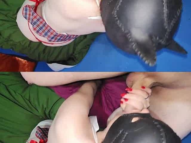 Breaking a wench's booty and the wench swallows sperm