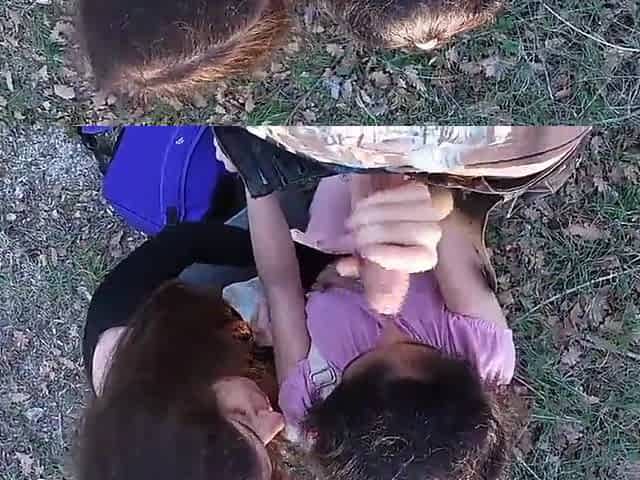 Having fun with two stranger teens that come back from school POV PUBLIC SEX!