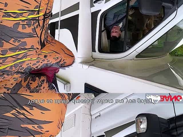 BangVan - Breasty RV Driver Jennifer Mendez Takes a Real Dinosaur on Board!