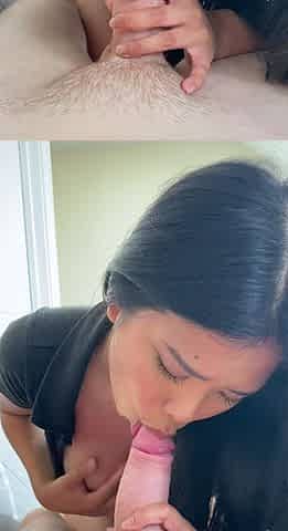 Huge Japan blowjob and handjob POV orgy with a cumshot