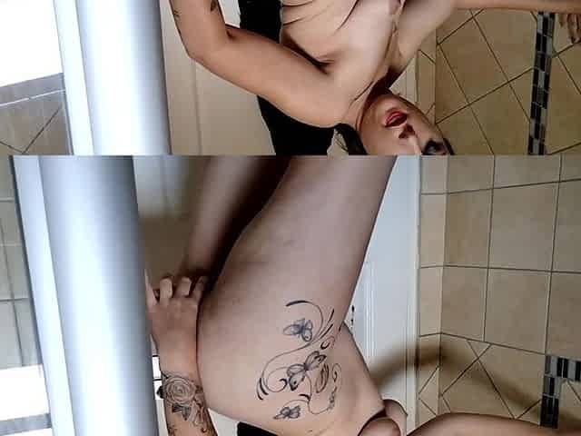 Fucking a Suction Dildo on the Shower Door