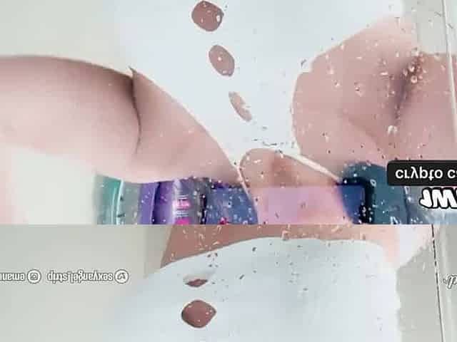 Sexy latina taunting in the shower thick arse and yam-sized boobs against the glass wet t-shirt