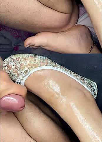 Priceless oiled feet cum on shoes