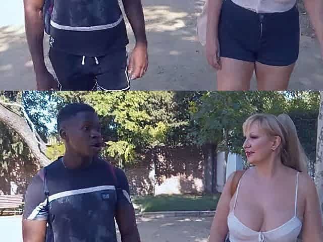 Sucking cock in public and then a big black dick in her